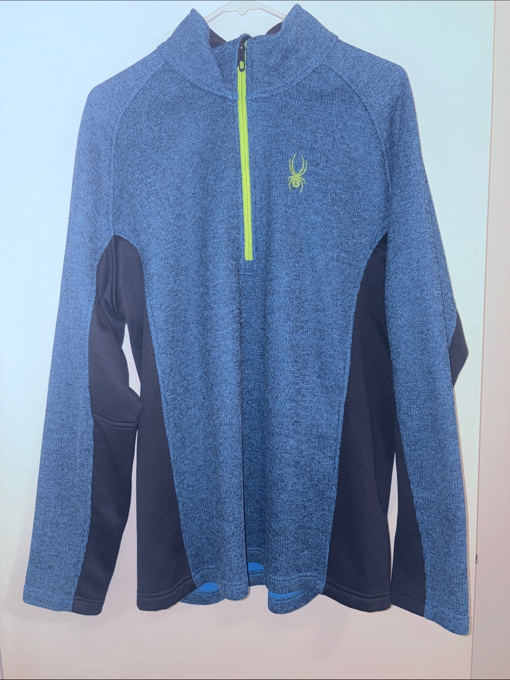 Spyder Quarter-Zip Men’s XL Blue and Green Trending Athletic Pullover EUC